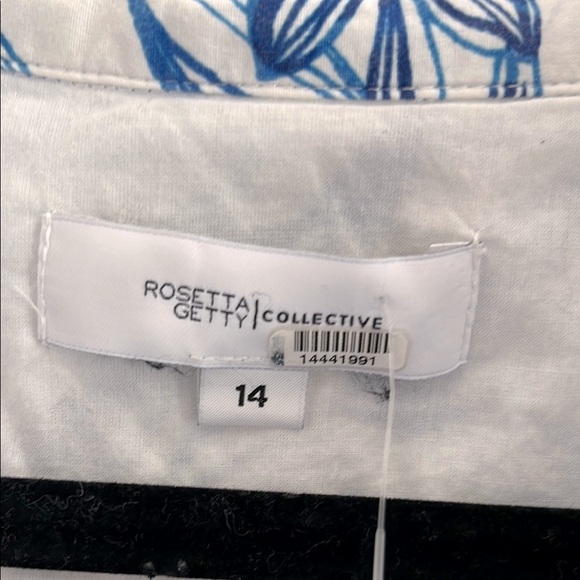 Rosetta Getty Blue and White Midi Sundress with Notched Collar - Picture 9 of 13